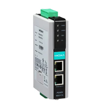 Преобразователь MGate MB3170-T 1-портовый преобразователь Modbus RTU/ASCII (RS-232/422/485) в Modbus TCP с расширенным диапазоном температур Преобразователь MGate MB3170-T 1-портовый преобразователь Modbus RTU/ASCII (RS-232/422/485) в Modbus TCP с расширенным диапазоном температур